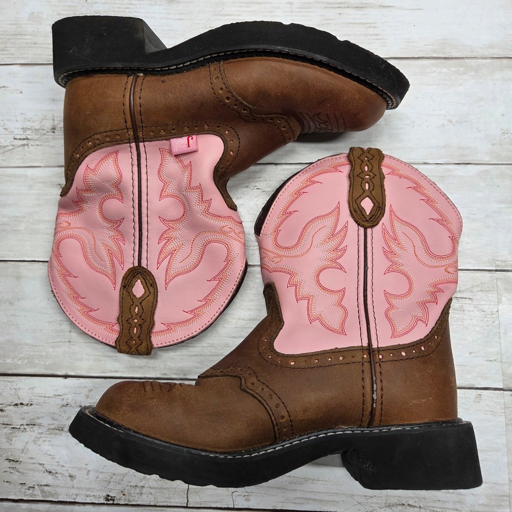 Justin Gypsy L9901 Western Cowgirl Boots Womens 5.5B Brown Pink Leather - Picture 6 of 12